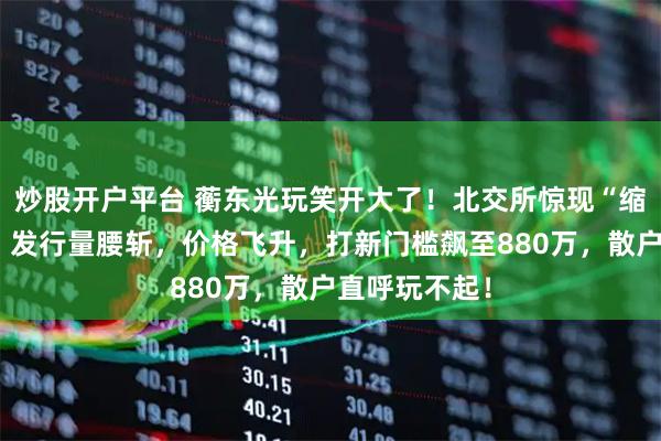 炒股开户平台 蘅东光玩笑开大了！北交所惊现“缩骨功”新股！发行量腰斩，价格飞升，打新门槛飙至880万，散户直呼玩不起！